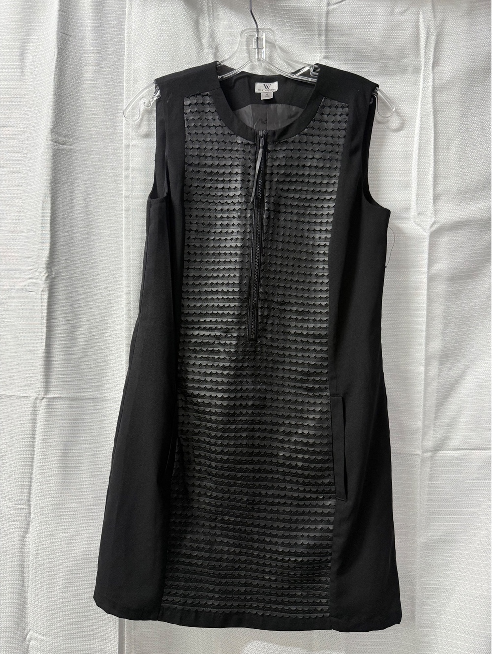 Worthington Black Sleeveless Dress with Imitation Leather Decoration Size 6